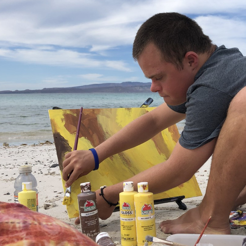 Painting on the beach near La Paz, BCS Mexico